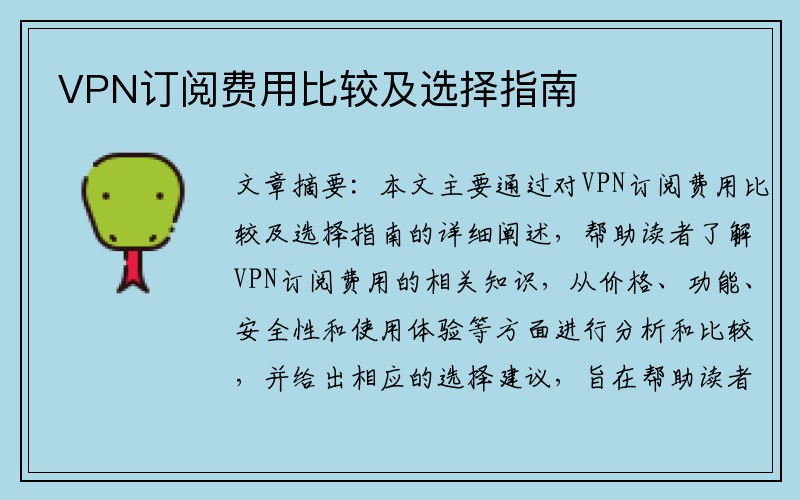 VPN订阅费用比较及选择指南